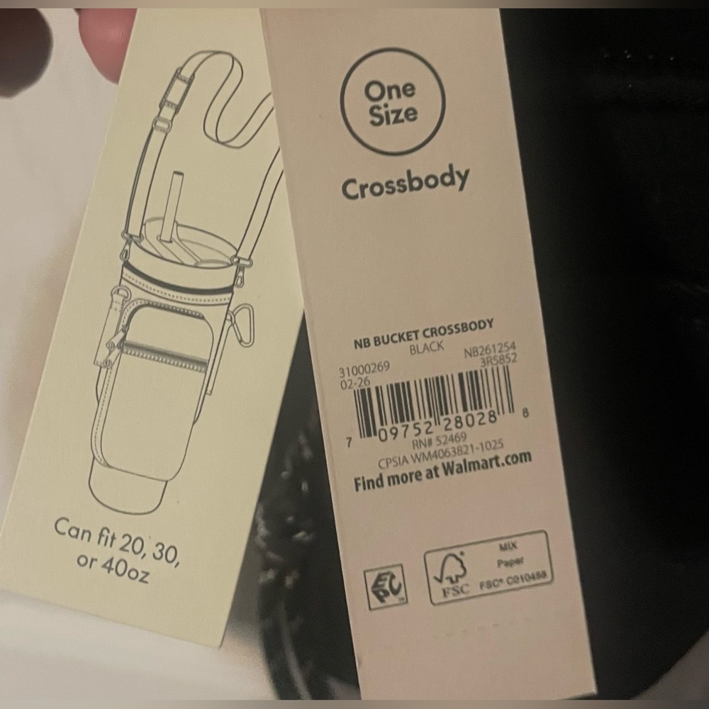 NWT No Boundaries Black Neoprene Crossbody Bucket Bag Tumbler Holder - Picture 9 of 11